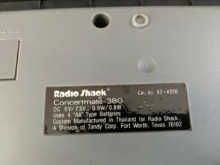 Vintage Radio Shack Concertmate 380 Portable Electronic Piano Keyboard 3