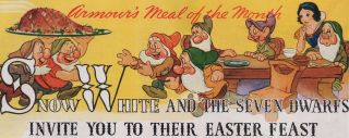 1938 Snow White & Armour Ham Easter Print Ad - Vintage Walt Disney Seven Dwarfs