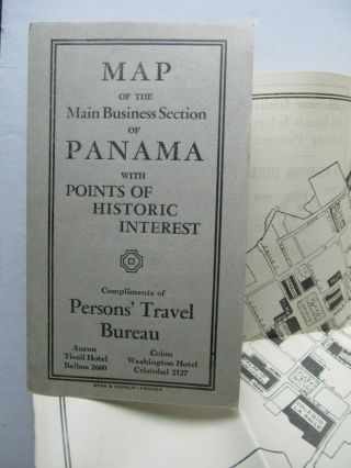 Vintage Map Of Panama And Panama City Business District,  C.  1930 - 40