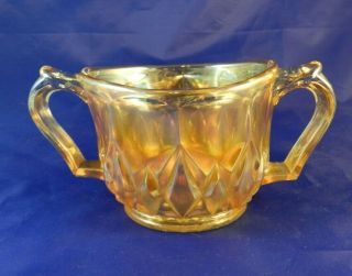 Vintage Iridesent Carnival Glass Sugar Bowl - Marigold