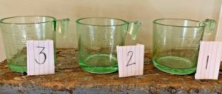 Vintage Green Uranium Glass Measuring 1 Cup,  Ee Hamm,  Hanover Pa