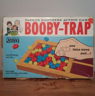 Vintage Booby - Trap Parker Brothers Game Wood Spring Loaded 1965 Booby Trap