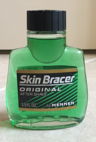 Mennen Skin Bracer 3.  5oz Ounce After Shave - Vintage Glass Bottle