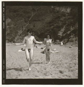 Vintage 1970s Male And Female Nude,  Gym At The Beach,  Contact Print