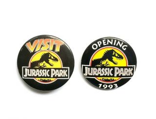Vintage 1993 Jurassic Park Movie Promo Button 5 Visit Opening Spielberg Pin Set