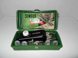 Vintage Singer Sewing Machine Buttonholer Attachment In Case W Instructions Usa