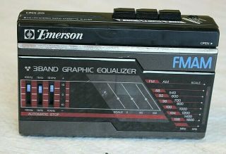 Vintage Emerson Am/fm Cassette Player Model Crs25bp 3 Band Graphic Equalizer