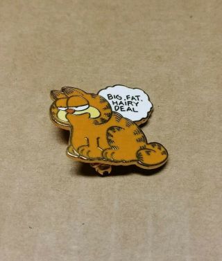 Vintage Pin Garfield Cat Big Fat Hairy Deal Tie Hat Jacket Lapel Tack Enamel