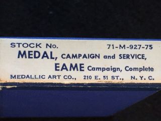 VINTAGE WWII EAME Campaign & Service Medal with Ribbon & 2 Battle Stars Boxed 5