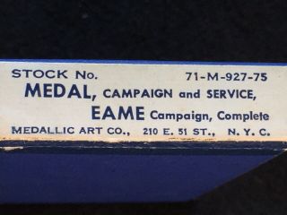 VINTAGE WWII EAME Campaign & Service Medal with Ribbon & 2 Battle Stars Boxed 6