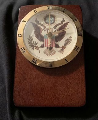 Vintage American Eagle Wood Desk Clock Quartz Battery Operated