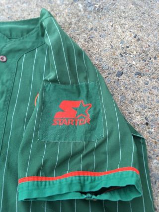 Vintage 90s Miami Hurricanes Starter Pinstripe Button Down Jersey Shirt Distress 5