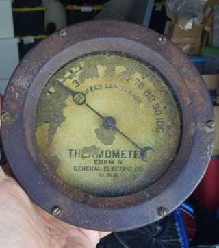 Steam Gauge Vintage Antique General Electric Thermometer Gauge,  Steampunk