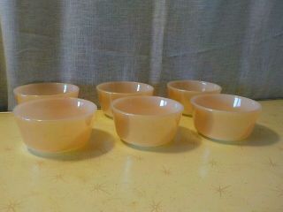 Vintage Anchor Hocking Fire King Peach Luster Custard Cup Set Of 6 Bowls