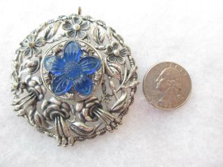 Vintage Pin / Brooch / Pendant=silver - Tone Metal= Filigree Design - W/ Center Loc