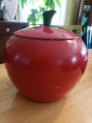 Vintage Retro 1960 ' s Aluminum Red Apple Canister Old But Really Cool 2