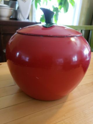 Vintage Retro 1960 ' s Aluminum Red Apple Canister Old But Really Cool 3