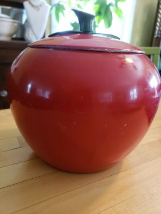 Vintage Retro 1960 ' s Aluminum Red Apple Canister Old But Really Cool 4