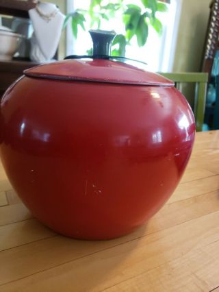 Vintage Retro 1960 ' s Aluminum Red Apple Canister Old But Really Cool 5