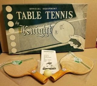 Vtg 1950s/60s Table Tennis By Knight Ping Pong Paddles X 2 Box