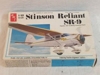 Vintage Amt Stinson Reliant Sr - 9 Plastic Model Kit 1/48 Scale Unbuilt