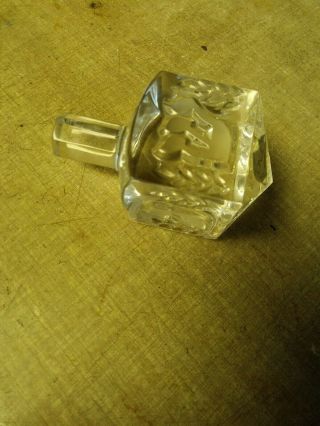 Vintage Heavy Crystal Glass Bottle Decanter Stopper 2 3/4 " Total Length
