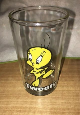 Vtg Looney Tunes 1976 Tweety Welch’s Glass Jelly Jar Swanky Swig Warner Bros