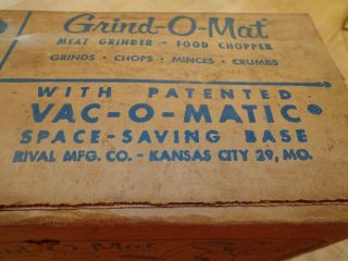Vintage Rival Grind - O - Mat Meat Grinder & Food Chopper 358 - T 5