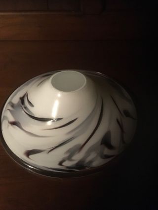 Vintage Murano Candy Dish Cased Milk Glass Brown Swirl 5