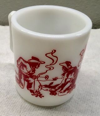 Vintage 1950 ' s Hazel Atlas RED Hopalong Cassidy Coffee Cup Mug Milk Glass 6 oz. 2