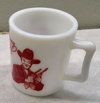 Vintage 1950 ' s Hazel Atlas RED Hopalong Cassidy Coffee Cup Mug Milk Glass 6 oz. 3