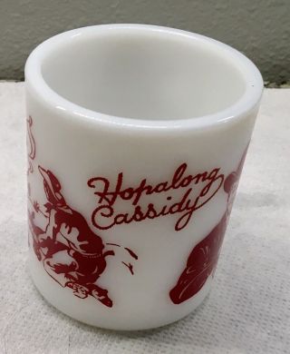 Vintage 1950 ' s Hazel Atlas RED Hopalong Cassidy Coffee Cup Mug Milk Glass 6 oz. 4