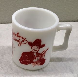 Vintage 1950 ' s Hazel Atlas RED Hopalong Cassidy Coffee Cup Mug Milk Glass 6 oz. 5