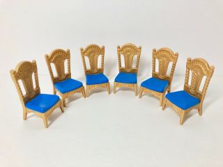 Playmobil Fairy Tales Castle Vintage 3021 Royal Feast 6 X Blue Gold Chairs