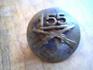 155th Infantry Regiment - Post Ww2 Vintage Us Army Domed Em Collar Brass Disk