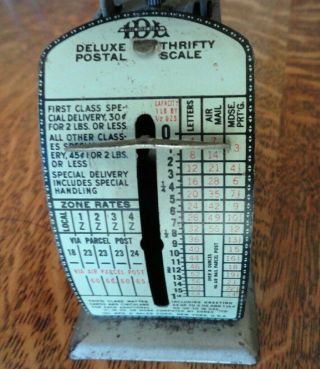 Vintage Idl Postal Scale - 1958 Rates Up Thru 1 Lb.