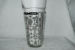 Vintage Bartender Mixing Glass With Mixology Drink Recipes And Liquid Measure