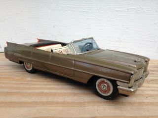 Vtg Made In Japan Tin Litho Sign Of Quality Cadillac Convertible Friction Toy 4