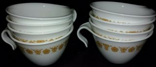 Vintage Corelle Butterfly Gold Stackable Coffee Mugs Set Of 8