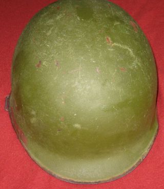 Vintage US Military Metal Army Green Helmet no liner with artwork 4