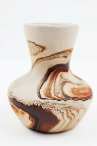Vintage 1940s Nemadji Pottery Vase Brown and Orange 3.  5 