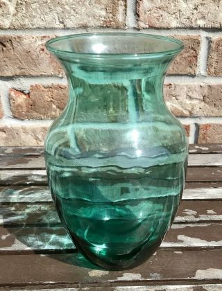 8” Vintage Jeannette Ultramarine Depression Glass Vase Hand Blown