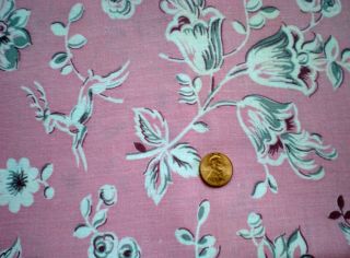 FLORAL on PINK Full Vtg FEEDSACK Quilt Sewing Doll Clohtes Craft Fabric 2