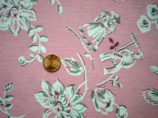 FLORAL on PINK Full Vtg FEEDSACK Quilt Sewing Doll Clohtes Craft Fabric 3
