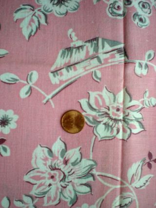 FLORAL on PINK Full Vtg FEEDSACK Quilt Sewing Doll Clohtes Craft Fabric 4