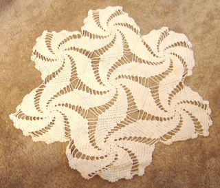Vintage 23 Inch X 27 Inch White Crocheted Doily