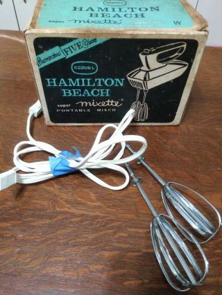 Vintage Hamilton Beach Mixette Model 79 - 1 W/ Cord & Beaters & Box