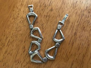 Vintage Unsigned Silver - Tone Bracelet Approx.  8 " Long W/six Triangle Links