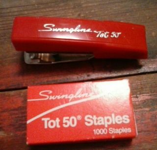 Vintage Red Mini Swingline Tot 50 Stapler - Staples Made In Usa