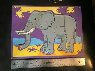 9 Pc Vintage Handcrafted Wooden Puzzle Lakeshore Educational Elephant Puzzle